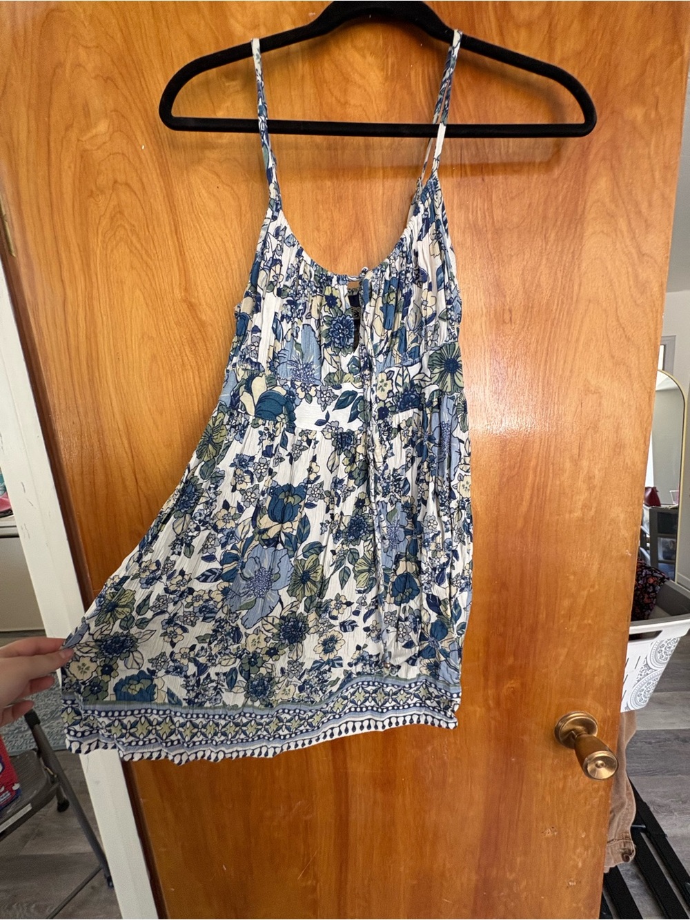 Angie Navy and White Floral Tank Top